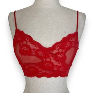 Victoria’s Secret red lace bralette, ladies small gold tag sheer stretchy bra